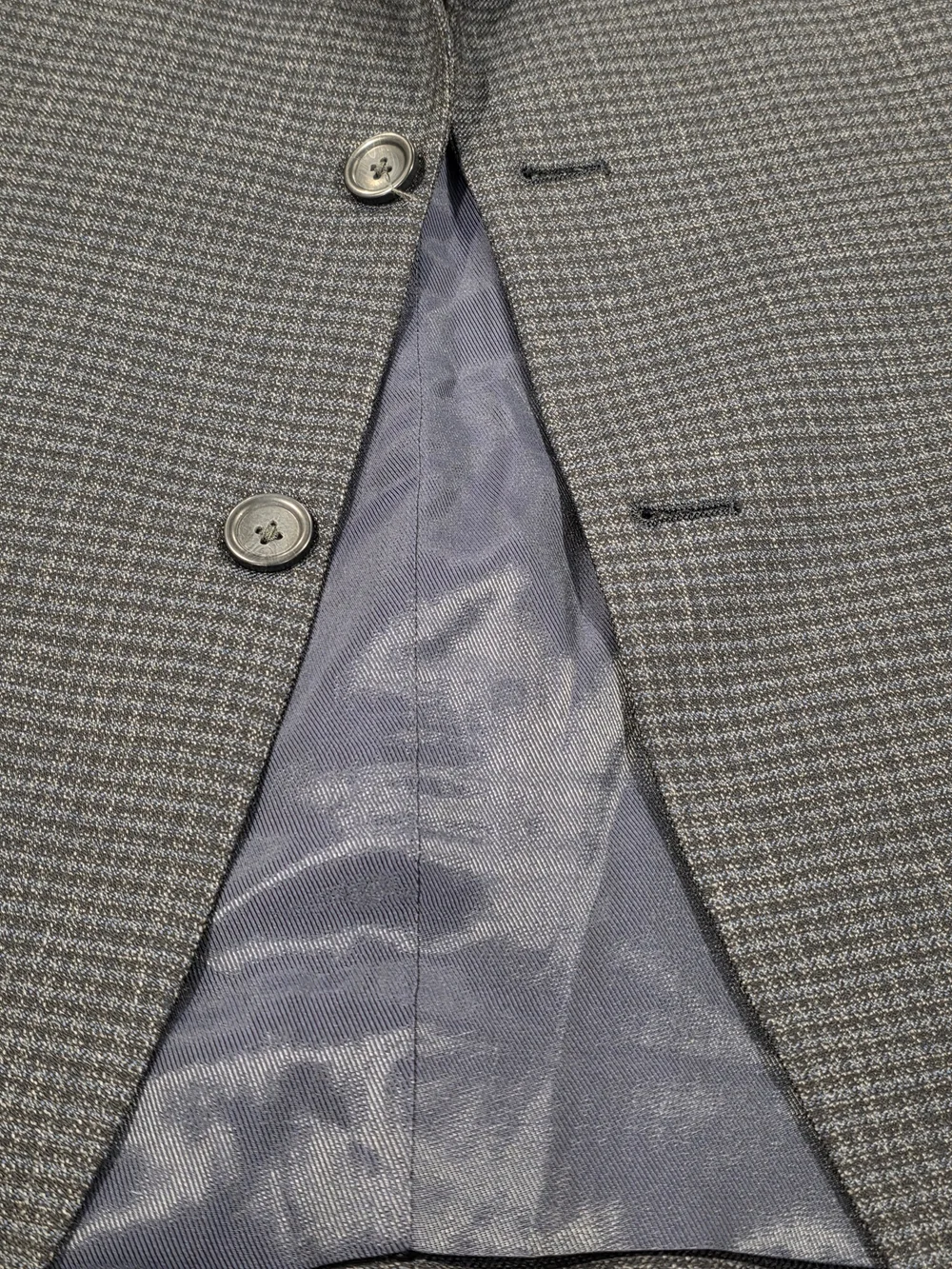 44S Men's Pronto Uomo Checkered Blazer Dark Blue 100% Wool Platinum Sport Coat